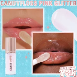 Makeup Revolution Y2k Sweet Bomb Lip Gloss Candyfloss Pink Glitter