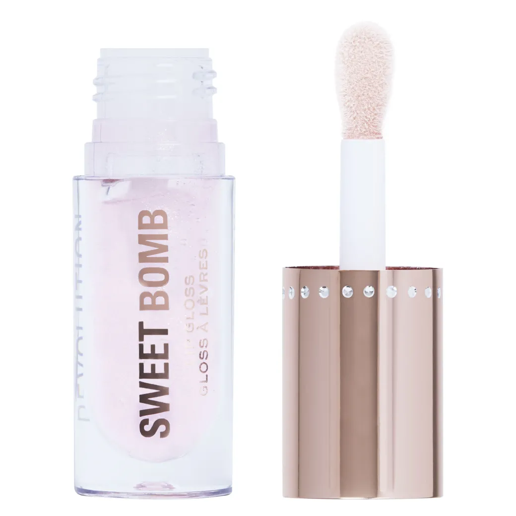 Makeup Revolution Y2k Sweet Bomb Lip Gloss Candyfloss Pink Glitter