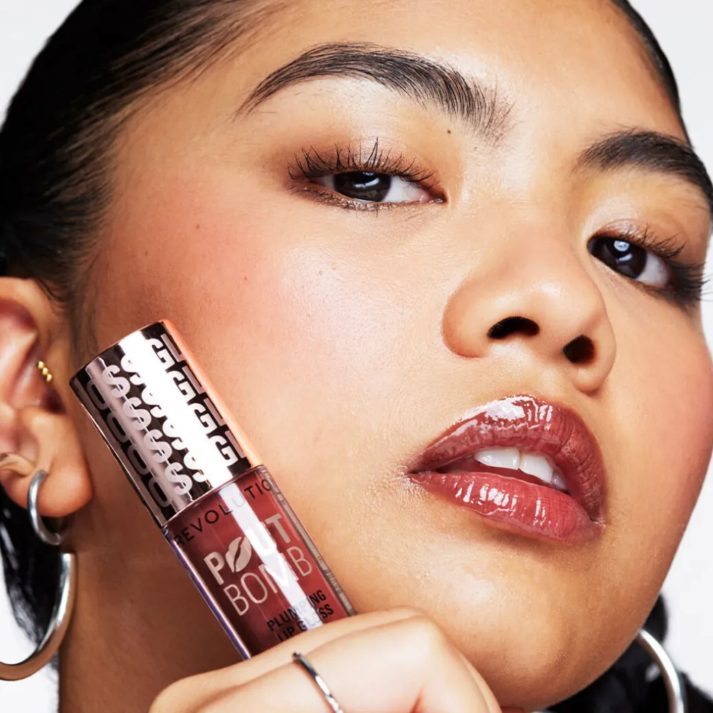 Revolution Pout Bomb Plumping Gloss Espresso Cool Nude NEW!