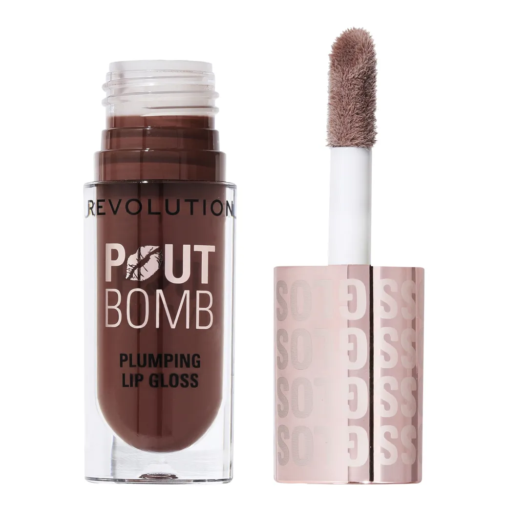 Revolution Pout Bomb Plumping Gloss Espresso Cool Nude NEW!