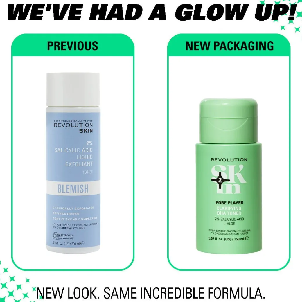 Revolution Skin Pore Player 2% Salicylic Acid & Aloe Clarifying BHA Toner 150ml