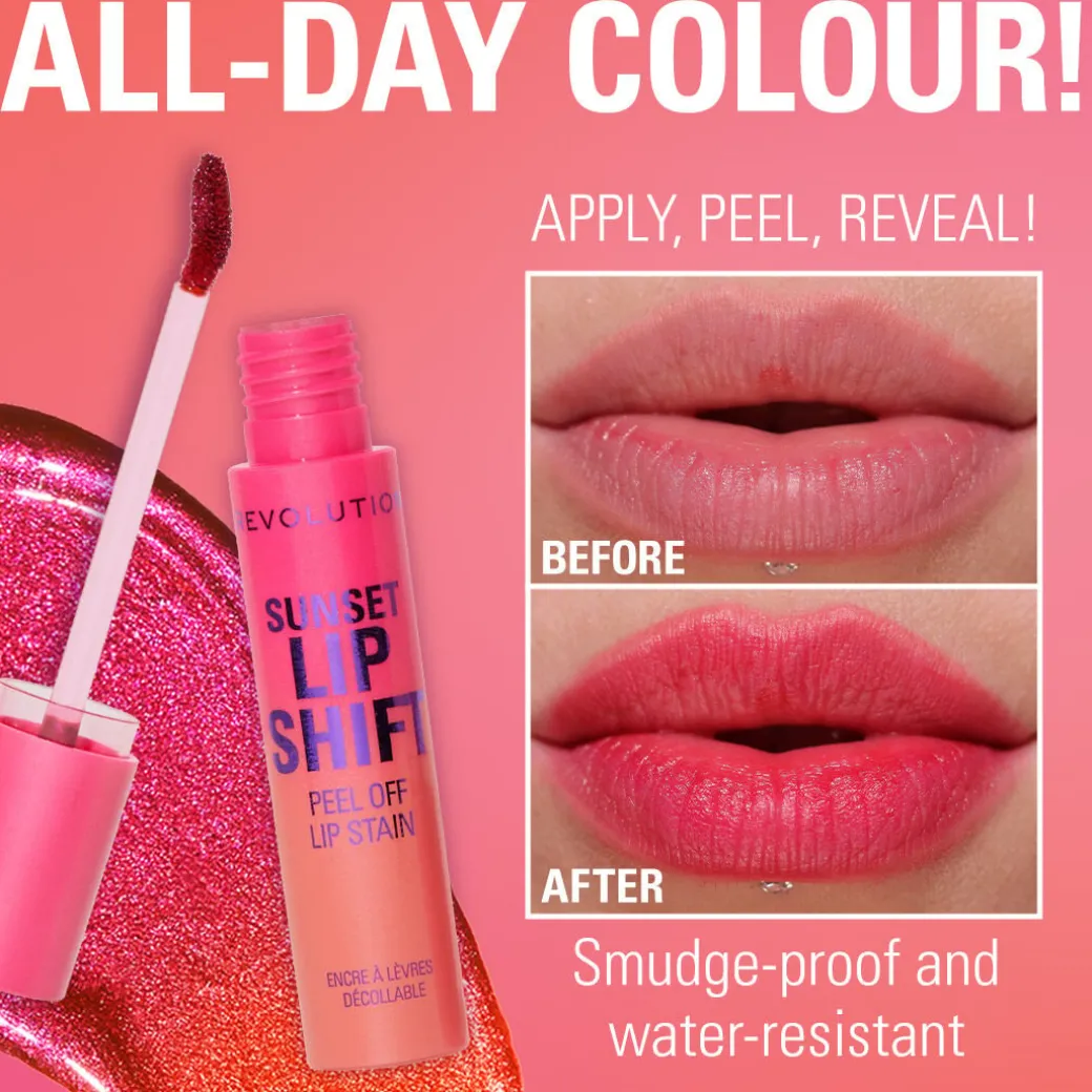 Revolution Sunset Lip Shift Peel Off Lip Stain Flushed Pink